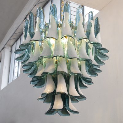 White and Octanium Murano Glass Petal Chandelier, Italy, 1990s-MPO-1815142