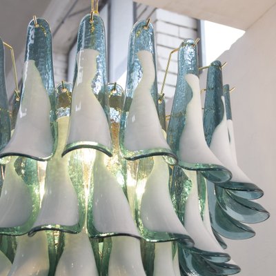 White and Octanium Murano Glass Petal Chandelier, Italy, 1990s-MPO-1815142