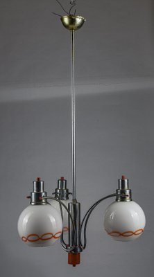 White and Orange Glass Chandelier, Italy, 1970-RAQ-1293806