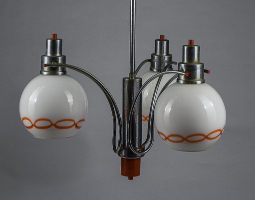 White and Orange Glass Chandelier, Italy, 1970-RAQ-1293806