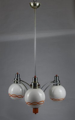 White and Orange Glass Chandelier, Italy, 1970-RAQ-1293806