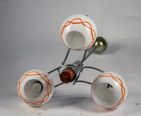 White and Orange Glass Chandelier, Italy, 1970-RAQ-1293806