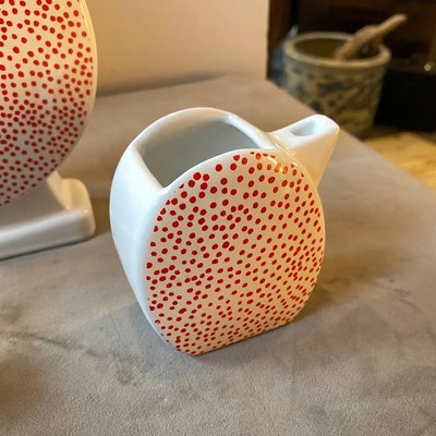 White and Red Ceramic Tea Set from MAS, 1980s, Set of 3-NMK-1305280