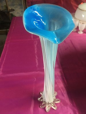 White-Blue Murano Double-Layer Vase, 1980s-WQQ-627576