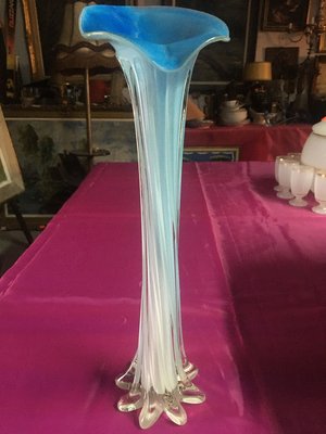 White-Blue Murano Double-Layer Vase, 1980s-WQQ-627576