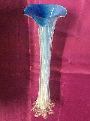 White-Blue Murano Double-Layer Vase, 1980s-WQQ-627576