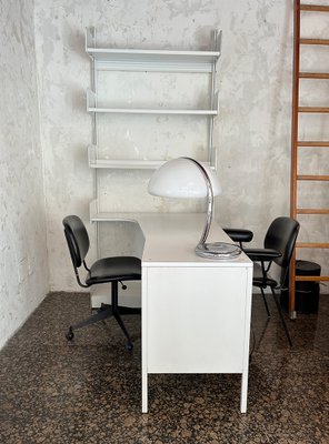 White Bookcase with Integrated Desk from Lips Vago, Italy, 1970s-BVG-1225570