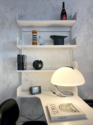 White Bookcase with Integrated Desk from Lips Vago, Italy, 1970s-BVG-1225570