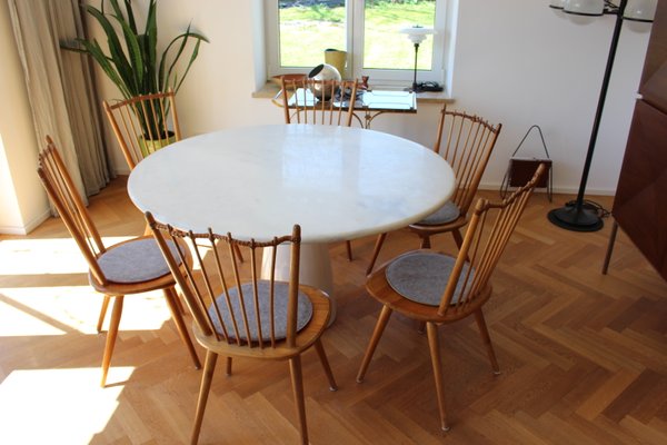 White Calacatta Finale Marble Dining Table by Peter Draenert for Draenert, 1970s-FGF-903442