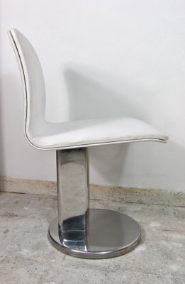 White Canvas Seat & Backrest Chairs with Chromed Steel Base, 1970s, Set of 4-WFB-739384