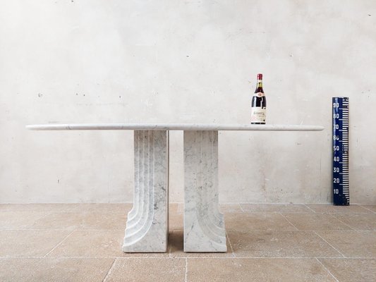 White Carrara Marble Oval Dining Table attributed to Carlo Scarpa, Italy, 1970s-TDA-1376281