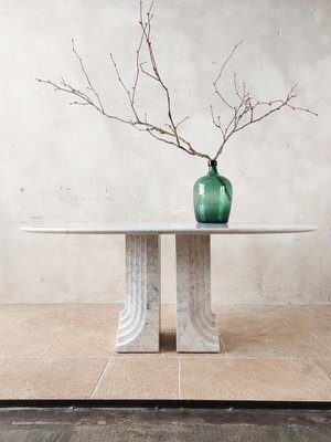 White Carrara Marble Oval Dining Table attributed to Carlo Scarpa, Italy, 1970s-TDA-1376281