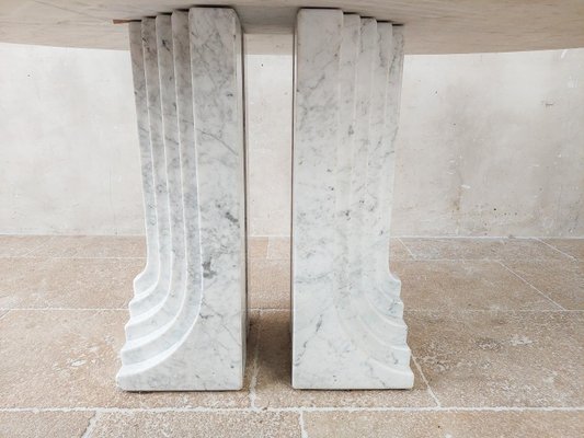 White Carrara Marble Oval Dining Table attributed to Carlo Scarpa, Italy, 1970s-TDA-1376281