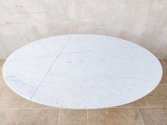 White Carrara Marble Oval Dining Table attributed to Carlo Scarpa, Italy, 1970s-TDA-1376281