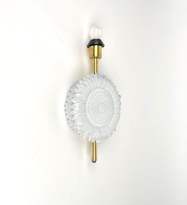 White Ceramic & Brass Wall Light Sconces, Italy, 1970s, Set of 2-LYQ-1171246