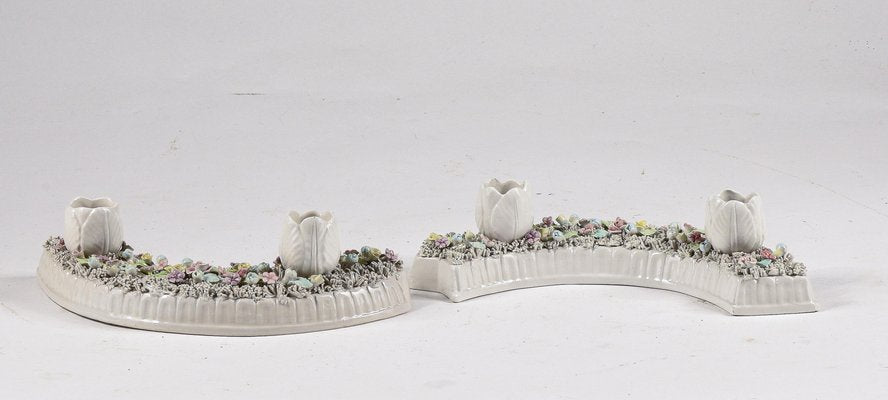 White Ceramic Candle Holder, 1960, Set of 2-RAQ-1134407