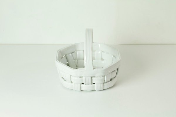 White Ceramic Fruit Basket, Italy, 1970s-FO-838874