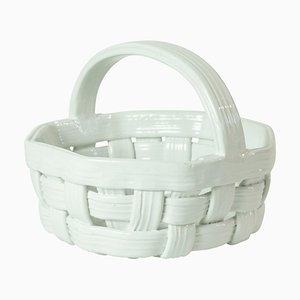 White Ceramic Fruit Basket, Italy, 1970s-FO-838874