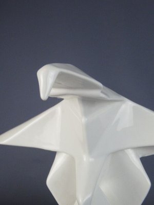 White Ceramic Origami Eagle Sculpture by Guy Legrand-PWG-1763292