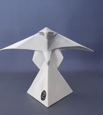 White Ceramic Origami Eagle Sculpture by Guy Legrand-PWG-1763292