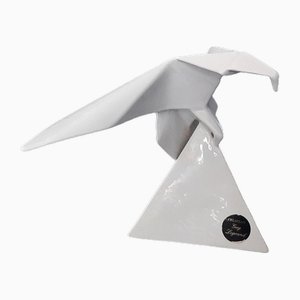 White Ceramic Origami Eagle Sculpture by Guy Legrand-PWG-1763292