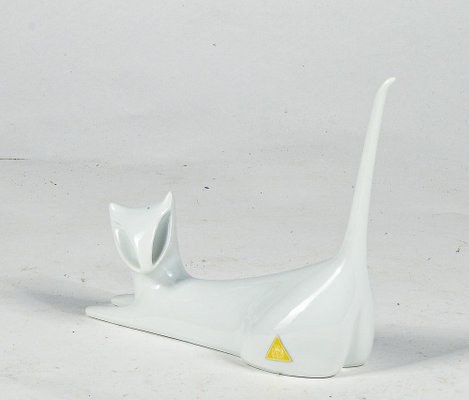 White Ceramic Rings Cat Door from Royal Dux Bohemia, 1960s-RAQ-1246232