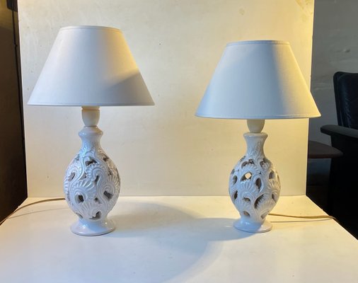 White Ceramic Table Lamps by Hans Rudolf Petersen, 1940s, Set of 2-LCR-1216116