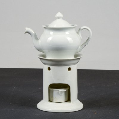 White Ceramic Teapot with Base and Candleholder by Richard Ginori, Set of 3-RAQ-1784751