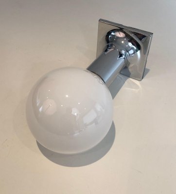 White Chrome Wall Lights with White Opaline Balls, Set of 2-BA-1365853