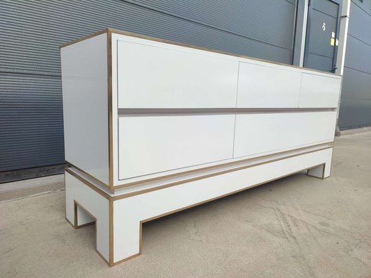 White Credenza with Brass Details by Alain Delon for Maison Jansen, France, 1975-WBX-1423050