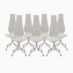 White Dining Chairs by Theo Häberli, 1960s, Set of 7-NB-836036