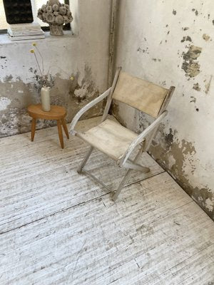 White Folding Beach Chair, 1900s-LCU-1406586