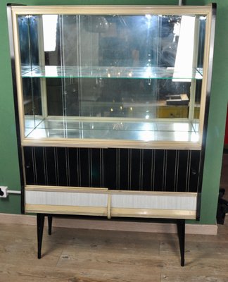 White Formica and Black Display Cabinet, 1960s-ROJ-632939