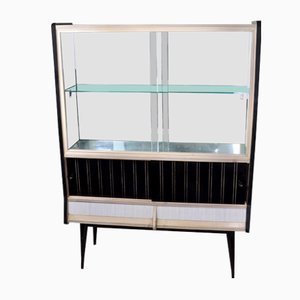 White Formica and Black Display Cabinet, 1960s-ROJ-632939