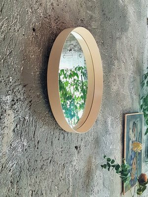 White Frame Round Wall Mirror, Italy, 1960s-POM-1449699