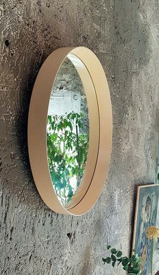 White Frame Round Wall Mirror, Italy, 1960s-POM-1449699