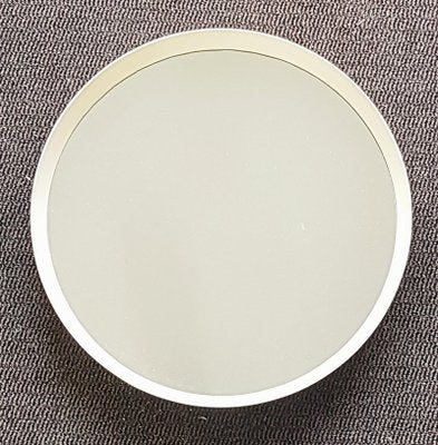 White Frame Round Wall Mirror, Italy, 1960s-POM-1449699