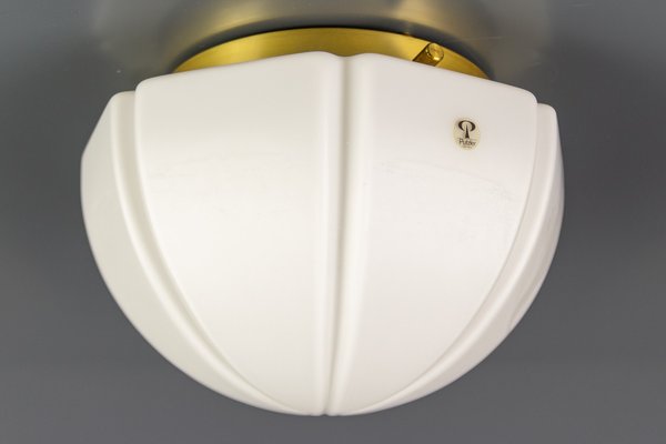 White Glass and Brass Ceiling Light by Peill & Putzler-KEG-904518