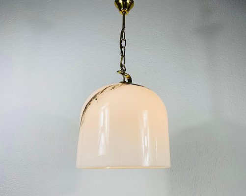 White Glass and Brass Hanging Lamp by Peill & Putzler, 1970s, Germany-PUK-829090