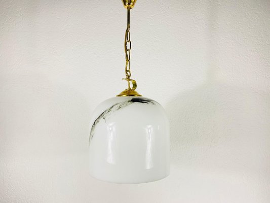 White Glass and Brass Hanging Lamp by Peill & Putzler, 1970s, Germany-PUK-829090