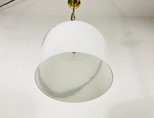 White Glass and Brass Hanging Lamp by Peill & Putzler, 1970s, Germany-PUK-829090