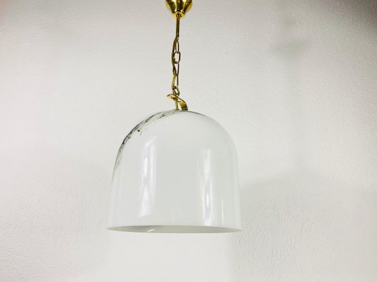 White Glass and Brass Hanging Lamp by Peill & Putzler, 1970s, Germany-PUK-829090