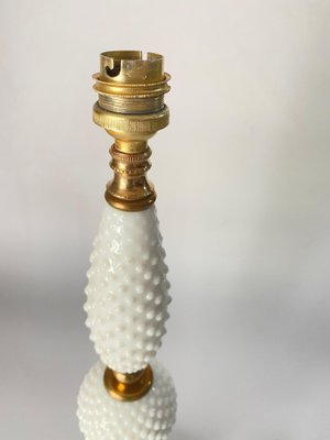 White Glass and Brass Table Lamp, Italy, 1970s-UR-1388931