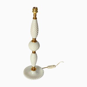 White Glass and Brass Table Lamp, Italy, 1970s-UR-1388931