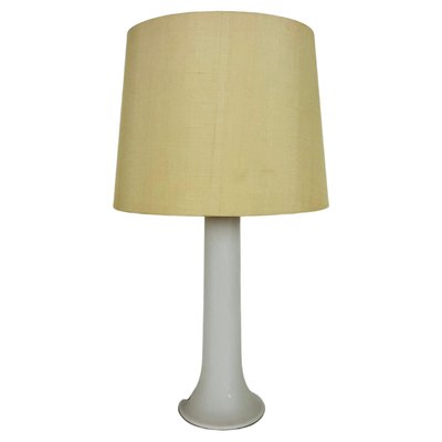 White Glass and Fabric Shade Table Lamp attributed to Luxus, Sweden, 1960s-PUK-1416523