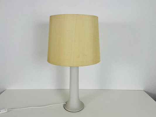 White Glass and Fabric Shade Table Lamp attributed to Luxus, Sweden, 1960s-PUK-1416523