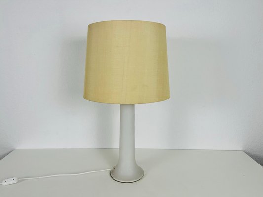 White Glass and Fabric Shade Table Lamp attributed to Luxus, Sweden, 1960s-PUK-1416523