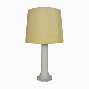 White Glass and Fabric Shade Table Lamp attributed to Luxus, Sweden, 1960s-PUK-1416523