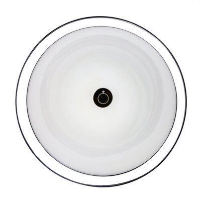 White Glass Ceiling Lamp with Black Edges, 1970s-EZ-1080827