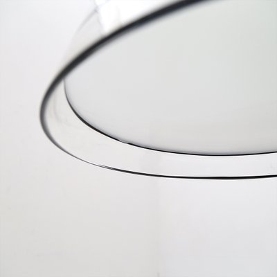 White Glass Ceiling Lamp with Black Edges, 1970s-EZ-1080827